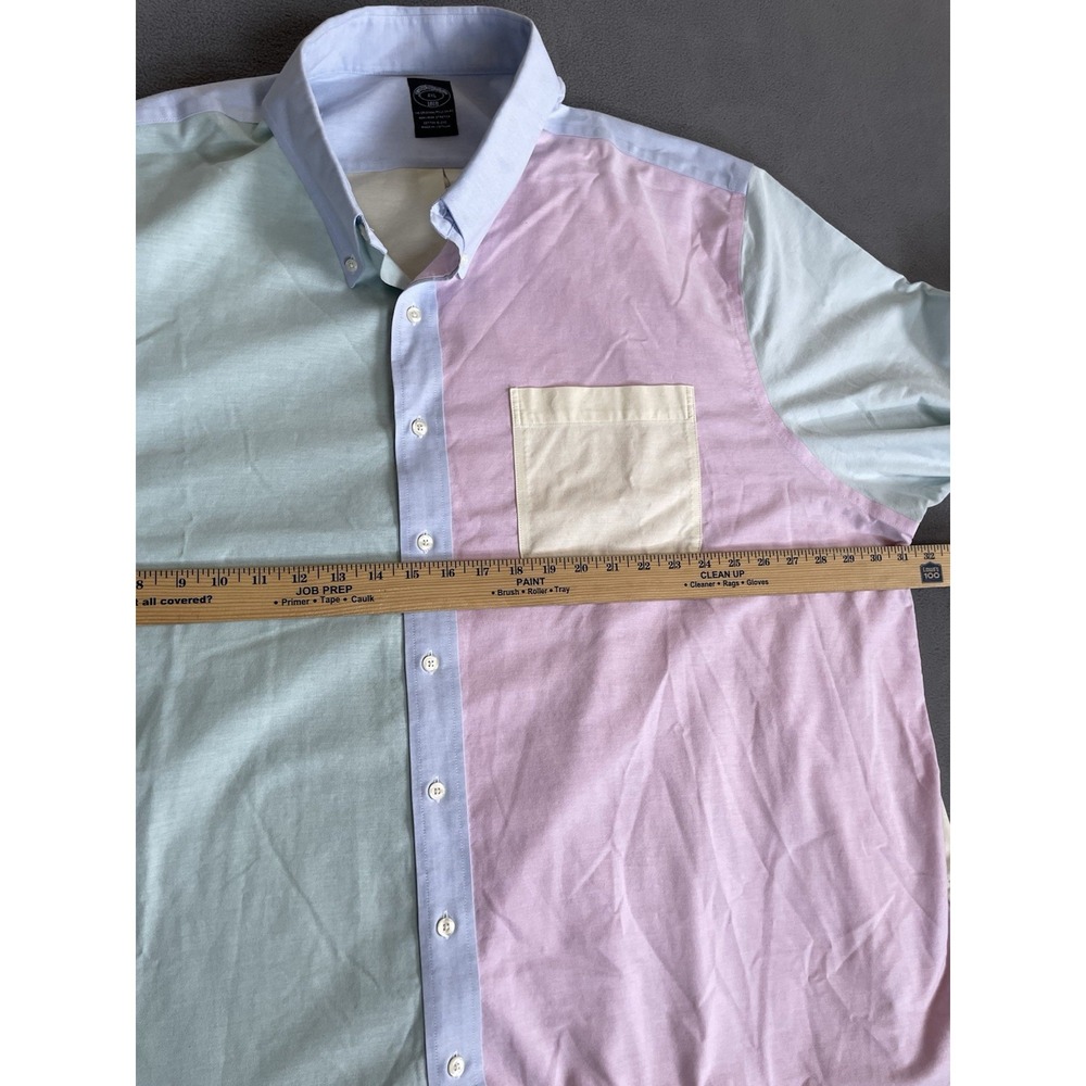 Brooks Brothers Mens 4XL Multicolor Plaid Patchwork Button Down Long Sleeve 1818 - Picture 7 of 8